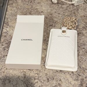 Chanel Coco Crush White Phone Case with Gold Chain